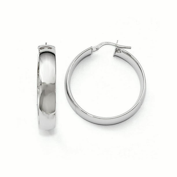 Leslie's 10k White Gold Polished Hoop Earrings 31mm 